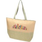 Rhythm straw paper large zipped tote bag 21L