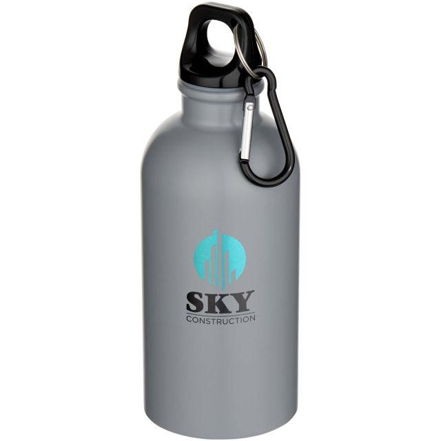 Oregon 400 ml matte RCS recycled single wall stainless steel water bottle with carabiner