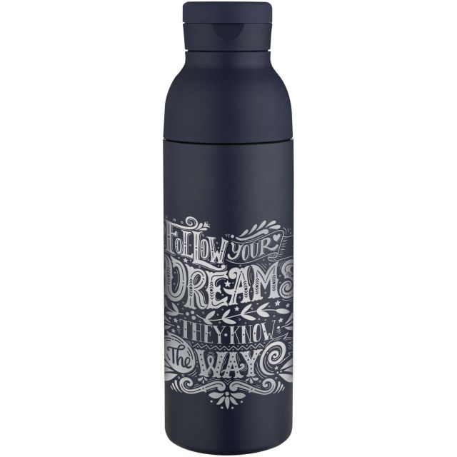 Illuminate 650 ml RCS recycled double wall stainless steel water bottle with 3-piece lid set
