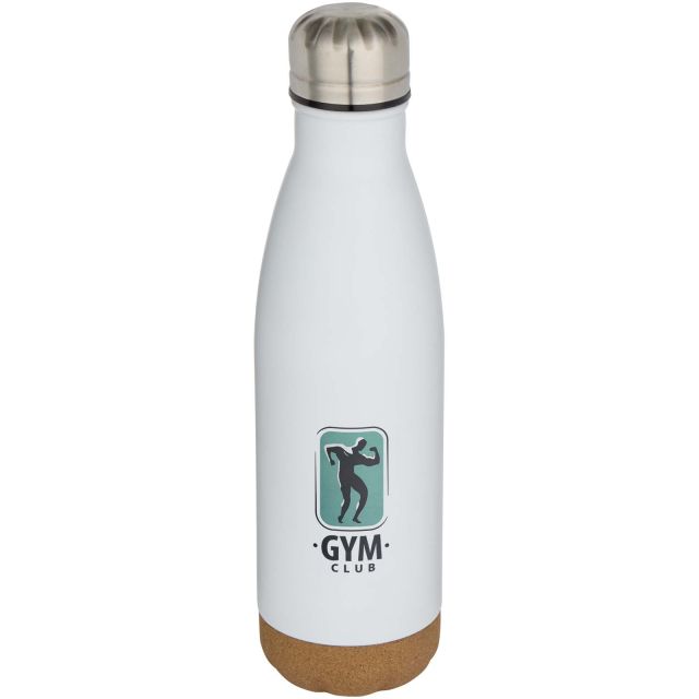 Cove 500 ml double wall vacuum insulated stainless steel water bottle with cork details