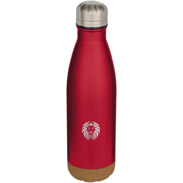 Cove 500 ml double wall vacuum insulated stainless steel water bottle with cork details