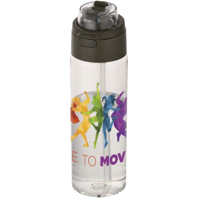 Theron 700 ml RCS recycled plastic water bottle with dual function lid and flip straw