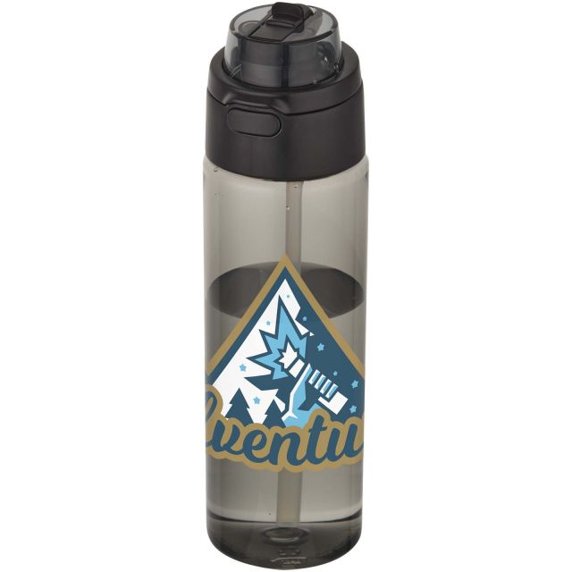 Theron 700 ml RCS recycled plastic water bottle with dual function lid and flip straw