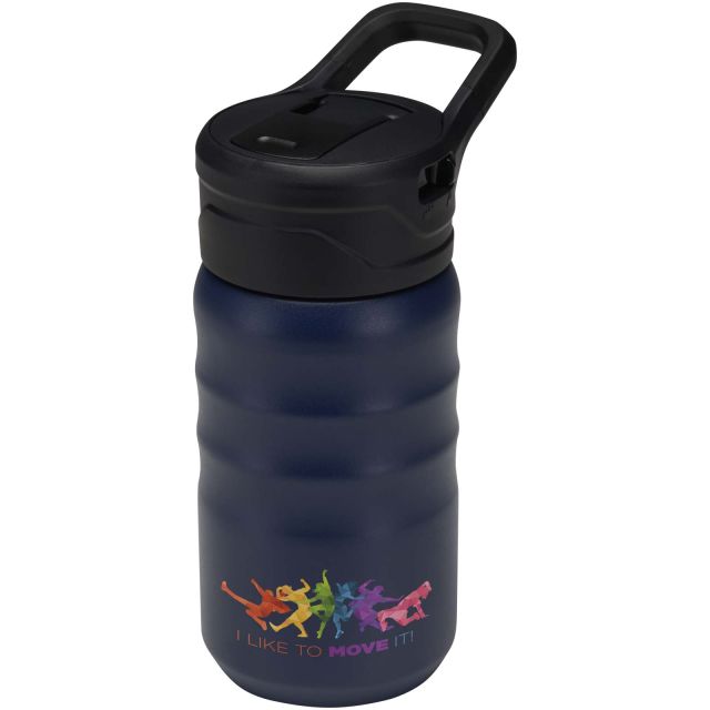 Knox 350 ml RCS recycled double wall stainless steel sport bottle with flip straw