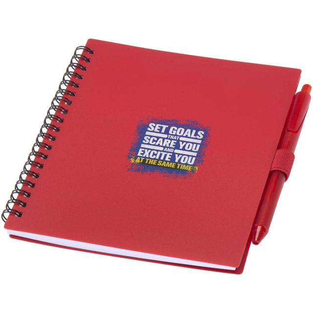 Niove recycled plastic soft cover notebook and ballpoint pen set (blue ink)