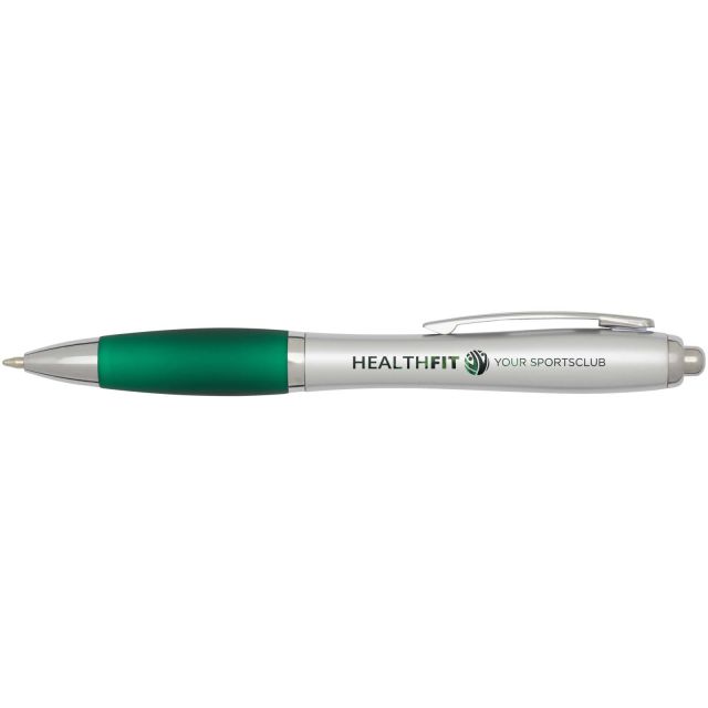 Nash RCS recycled plastic ballpoint pen with silver barrel and coloured grip (black ink)