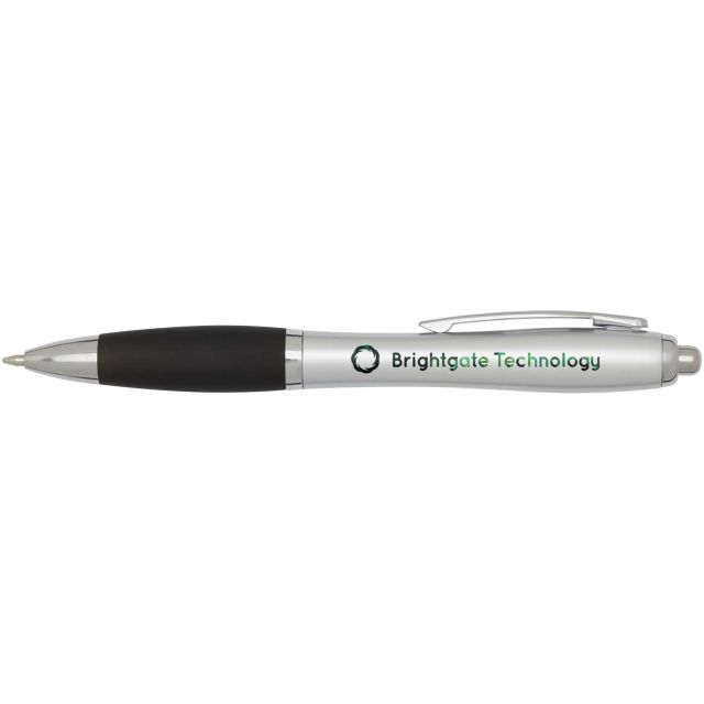 Nash RCS recycled plastic ballpoint pen with silver barrel and coloured grip (black ink)