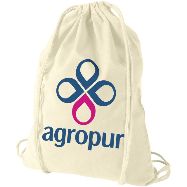 Oregon 100 g/m² Cotton Branded Drawstring Bag 5L