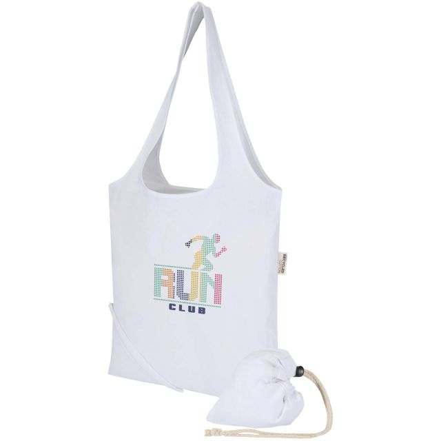 Madras Blend 140 g/m² GRS recycled foldable cotton tote bag 7L