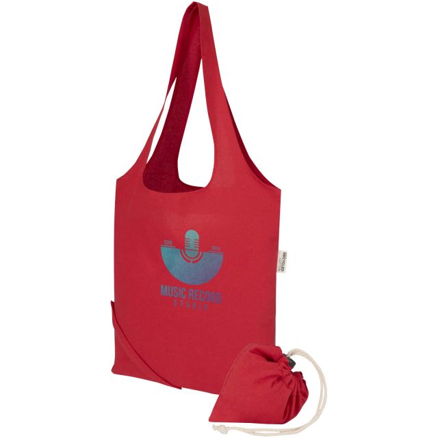 Madras Blend 140 g/m² GRS recycled foldable cotton tote bag 7L