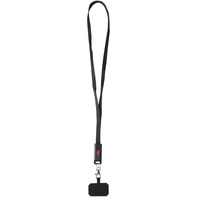 Franz recycled plastic smartphone lanyard with built-in data sync and 65W fast charge 5-in-1 cable