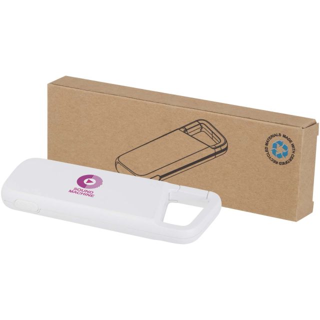 Alkes 5000 mAh 12W recycled plastic water resistant power bank with carabiner