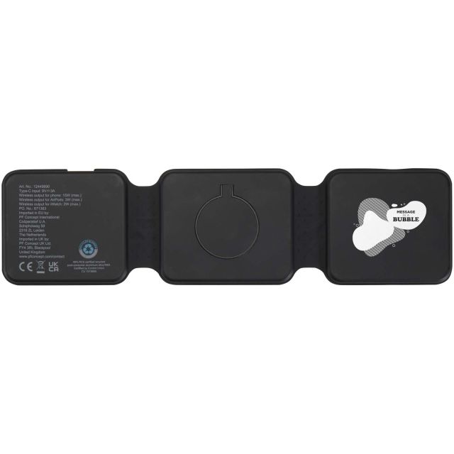 Armus 3-in-1 15W recycled plastic foldable wireless charger