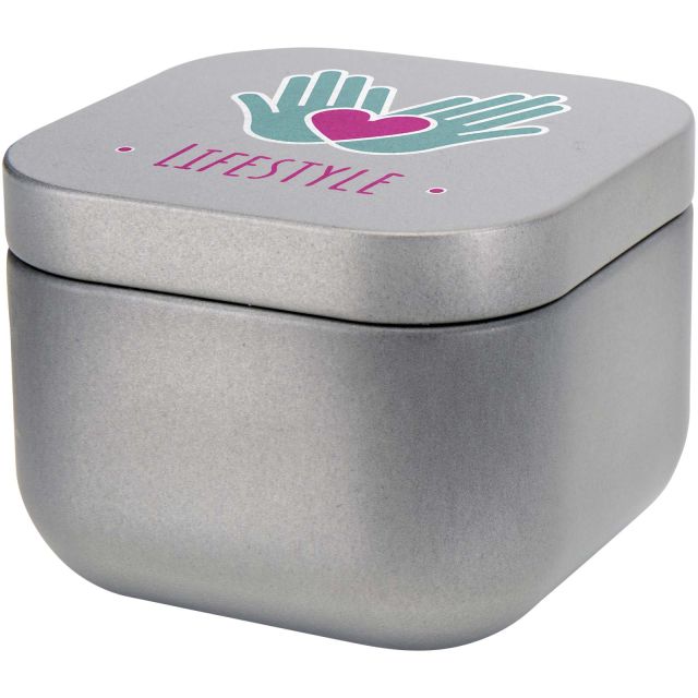 Tindra square tin candle with vanilla aroma