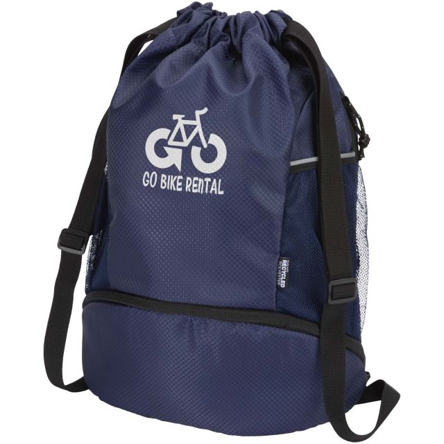 Nomad GRS recycled sports drawstring bag with bottom compartment 18L