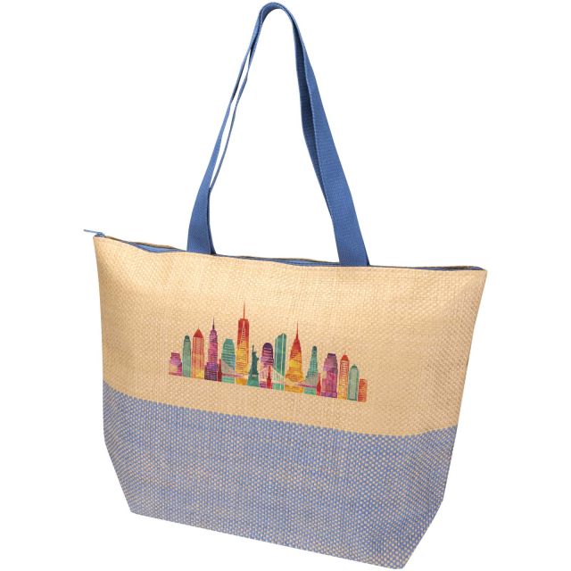 Rhythm straw paper large zipped tote bag 21L